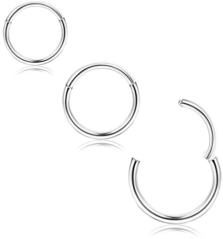 JeryWe 3/6/8PCS Nasenring Hoop 316L Chirurgenstahl Septum Clicker Nasenpiercing Knorpel Daith Conch Tragus Helix ohrring Ohr Nostril Körperpiercing Set Segmentring Lippenring 16/18/20g 6-12MM