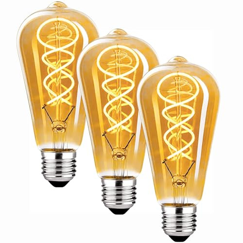 Edison Vintage Glühbirne E27, E27 LED Vintage Dimmbar 6W ST64 Glühbirne E27 LED Warmweiss, LED Glühbirne E27 Vintage Ideal für Dekorative Nostalgie und Retro Beleuchtung, Rauchglas - 3 Stück