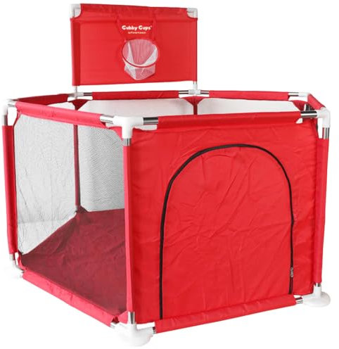 GUBBY GUPS® Laufstall Baby Bällebad Laufgitter Baby mit Basketballkorb,120x120x66cm und als Lauflernhilfe