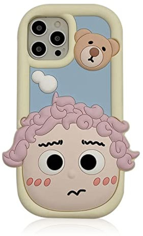 CrazyLemon für iPhone 13 / iPhone 14 Hülle, Weich Silikon 3D Karikatur HandyHülle Stoßfest Schützende Hüllen Cool Damen Junge Mädchen Teenager HandyHülle - Lockige Haare