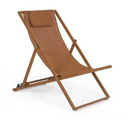 KLULK Sedia A Sdraio Pieghevole In Alluminio Verniciato Arancio, Telo In texilene, Schienale Reclinabile 3 Posizioni, 60 x 101 x 35 Cm Per Giardino E Piscina