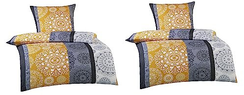 MB Warenhandel24 Bettwäsche Seersucker Microfaser 4 teilig Doppelpack Spar Set mit Reißverschluss 2X 135x200 cm + 2X 80x80 cm (Viana)