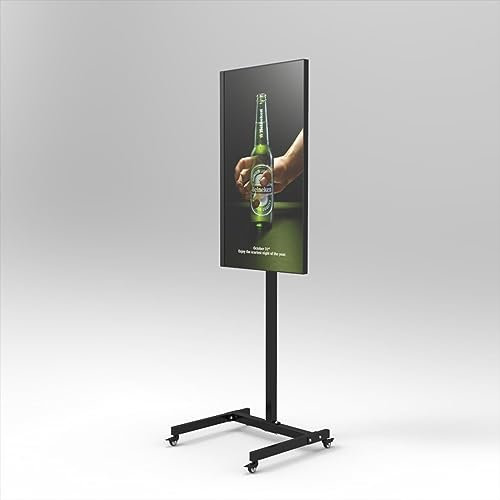 MOERGO Mobile TV Cart On Wheels - Height Adjustable TV Stand for 32-55 Inch Screens, Black Alloy Steel, Max VESA 400x400mm