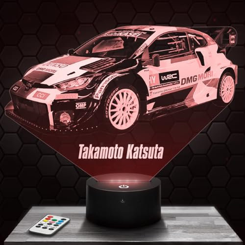 Nachttischlampe T. Katsuta Yaris Rallye deko Auto Fahrzeug Racing. Geschenkidee Mann objekt T.Katsuta Yaris Rallye Nachtlicht Erwachsene deko Zimmer. Weihnachten