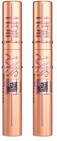 Maybelline New York Sky High Lash Sensational Mascara Colore Rose Gold Glitz Volumizzante e Allungante Finish Glitterato e Brillante Tenuta 24h Scovolino Flessibile con Glitter Oro Rosa - 2 Mascara