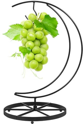 Banana Rack Stable Banana Holder with Hook Rust-Proof Metal Banana Hanger Multifunctional Banana Tree Stand for Fruit Micro Landscape Decorations Key Cookware(Moon)