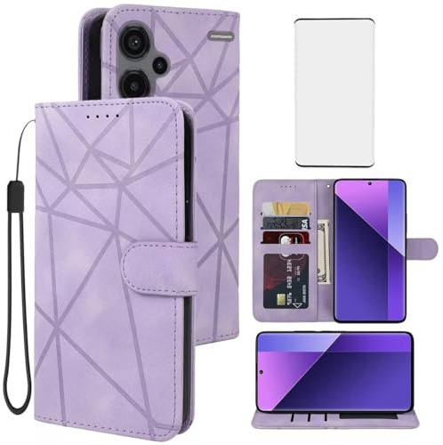 Tothedu Custodia per Redmi Note 13 Pro+ 5G/Redmi Note 13 Pro Plus 5G con vetro temperato, custodia in pelle con porta carte di credito, telefono per Xiaomi Redmi Note 13 Pro+ 5G lilla