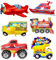 XXL Auto Form Folienballon Kinder - 6 Stück Verkehrs Geburtstagsparty Dekoration Happy Birthday Truck Ballon Zug Ballon Schulbu Folienballon Yacht Flugzeug Ballon für Junge Geburtstagsparty Dekoration