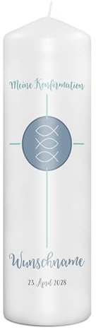 PhotoFancy® - Personalisierte Konfirmationskerze - Fotokerze mit eigenem Foto/Text bedrucken lassen - Kerze mit Konfirmations-Design: Hoffnungsflamme - 29 cm Höhe