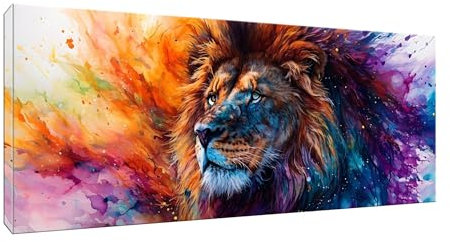 lewwmn Malen Nach Zahlen Erwachsene groß, Löwe DIY Ölgemälde-Kits auf Leinwand mit Pinseln und Acrylpigment, Graffiti-Liebhaber, Bild für Heimdekoration, Geschenke, Ohne Rahmen,60x120cm/24x48in W-258