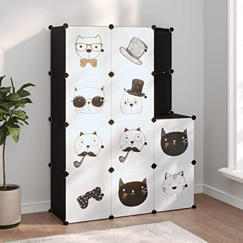 Bulliing Kinderschrank Modular mit 10 Würfeln Schwarz PP Kleiderschrank Kinderzimmer Schrank Kinderzimmer
