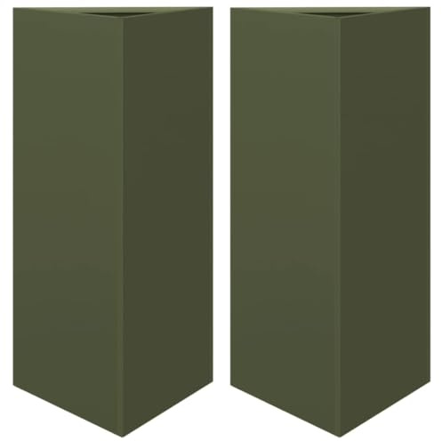 vidaXL Pflanzkübel 2 STK. Olivgrün Dreieckig 40x34,5x75 cm Stahl