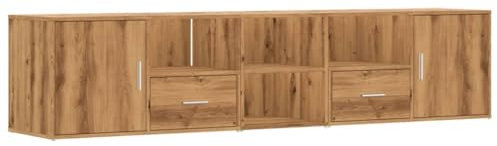 vidaXL Eckregal, Eckschrank 2 Montagemöglichkeiten, Schrank mit Stauraum, Aufbewahrungsschrank Vitrine für Wohnzimmer, Artisan-Eiche Holzwerkstoff