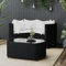WEMYUFURN 4-TLG. Garten-Lounge-Set mit Kissen Schwarz Poly Rattan, Outdoor-Sitzgruppe, Terrassen-Lounge-Set, Garten-Couchgarnitur - Wetterbeständig, Komfortabel - für Terrasse, Garten und Balkon