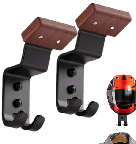 Motorcycle Helmets Rack, Helmets Rack with 2 Hook Baseball Cap Hanger, Helmets Shelf, Motorcycle Helmets Wall Mount for Bicycles Equipment, Ski Equipment, Garage, Store