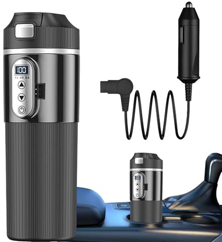 Adjustable Heating Travel Cup, Portable Heated Drink Mug, Vehicle Mug for Hot Beverages, Travel Mug for Coffee Lovers, Coffee Mug With Heating Element, Portable Heating Mug for Milk, Coffee, Tea