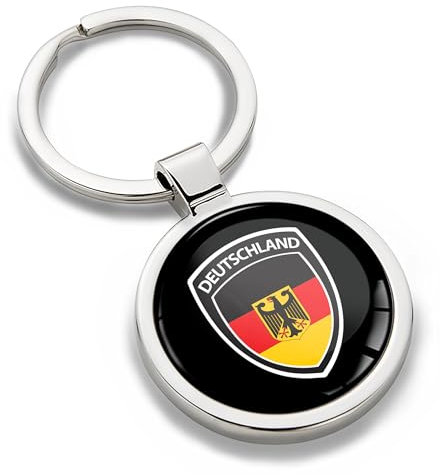 Biomar Labs Schlüsselanhänger, Metall-Schlüsselanhänger, Autoschlüssel, mit Geschenkbox, Edelstahl, für Männer und Frauen Schmuck Zubehör für Handtasche - Deutschland Flagge mit Adler KK 265