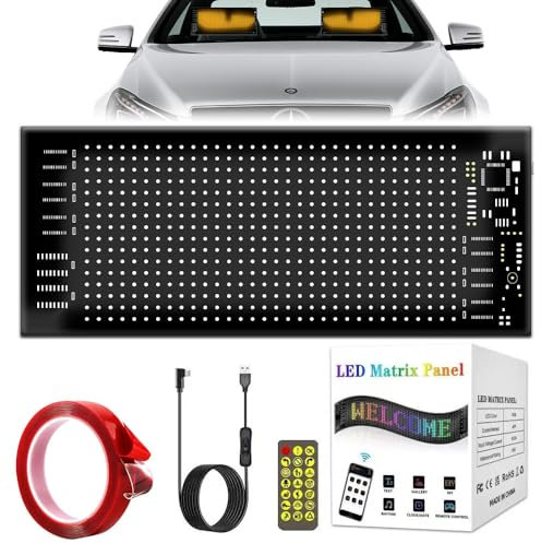KBIBCK Luz de Ojos de Diablo para Coches, Ojos led para Coche, Ojos led para Camiones y Coches, Pantalla LED Flexible programable para Coche, lámpara Inteligente de Ojos Coloridos (16 * 32cm)