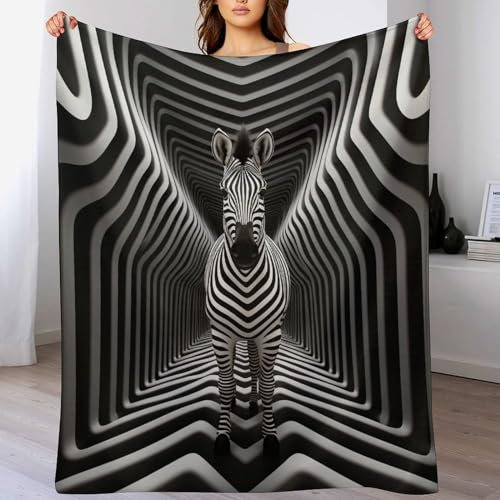 AAPZY Zebra Kuscheldecke Couchdecke Decke Aus Flannel - Tagesdecke Wohndecken Für Sofa, Couch Oder Als Bettüberwurf - Waschbare Decke (130×150cm)