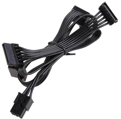 Zgehnao Cable de alimentación de 6 pines a 4 para G1G2G3 Power Modular 18AWG negro FlatLine 40 cm + 15 cm + 15 cm + 15 cm