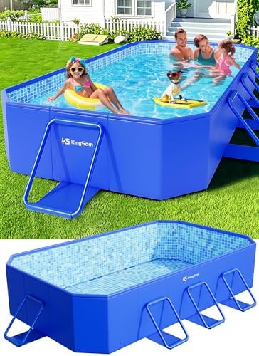 KingSom Piscina Desmontable Rectangular, Piscina Desmontable Plegable, Engrosado Sobredimensionado Frame Pool, Piscinas Rectangular Doblable, Fácil de Guardar, Piscinas para Jardín, 269 x 167 x 51 cm