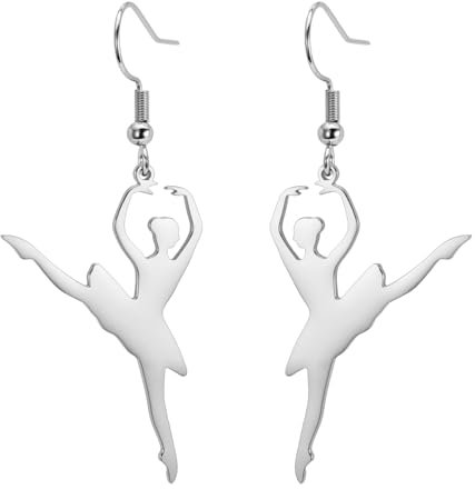 Gymnastik Ballerina Ballett Ohrringe Ballerina Tänzerin Ballett Tänzerin Tropfen Ohrringe Inspirational Ballett Tänzerin Schmuck Ballerina Tanz Recital Geschenke für Frauen (Silber 8)
