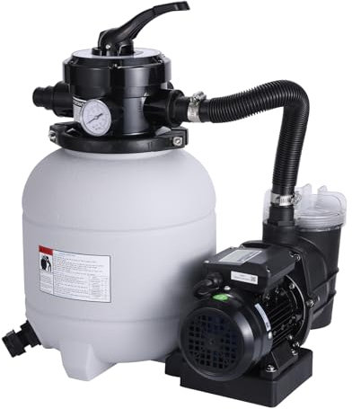 Joybach Sand Pool Filter Pumpe, Filter System 1/4 HP Pumpe Flow 250W für oberirdischen 8.000 l/h, Förderhöhe max. 8 m, Tankvolumen bis zu 19 kg Sand Pool Filter mit 4-Wege Ventil Schwimmbadpumpe
