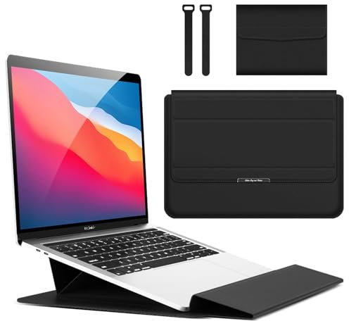 Hinnwer 11 11,6 12 Pouces Housse Ordinateur Portable Sacoche avec Fonction Stand pour Ipad Pro 12.9 MacBook Air M1 2020/Surface/Acer/Asus/Dell/Fujitsu/Lenovo/HP/Samsung/Sony Noir