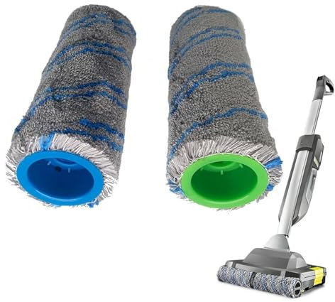 Juego de 2 rodillos con cepillo giratorio, compatibles con Karcher BR 30/1 FC3 FC3D FC5 FC7, paquete de 2, 4.030-088.0, paños de fregona for uso en seco y húmedo, almohadillas for limpieza de suelos