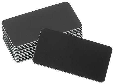 sourcing map 12 Pcs Blank Name Plates, 1.6 x 0.9 Engraved Metal Name Plate Laser Strong Adhesive Nameplate Anodized Aluminium Custom Blank Plates for Signs DIY Crafts, Black