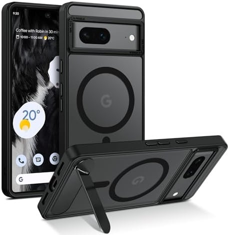 YINLAI Magnetische Schutzhülle für Google Pixel 7, kompatibel mit MagSafe, [integrierte unsichtbare Halterung] Schutzhülle Militärqualität, stoßfest, transparent, matt, für Google Pixel 7 6,3 Zoll