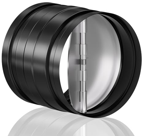 Hon&Guan 100 mm Duct Connector with Backdraught Shutter, One Way, Metal | 4 Inch, with Damper Flap, Prevent Odours & Condensation, Sealed foam strip, Noise-reducing, Galvanized Steel, Heat-resistant