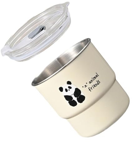 ULIJTH Tazza da caffè in acciaio inox 304 con divertenti disegni di panda animale adatta per colazione, pause in ufficio e picnic