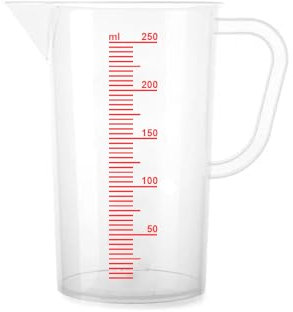 CABLEPELADO - Jarra Medidora 250 ML de Plástico Transparente con Asa y Pico Vertedor – Ideal para Líquidos y Sólidos, Libre de BPA, Fácil de Usar y Lavar – Cocina Precisa y Segura – Varios Tamaños