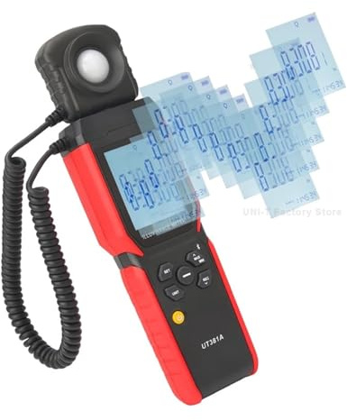 Belichtungsmesser, UT381A Illuminometer Integriertes und geteiltes digitales Lichtbeleuchtungsmessgerät 400000 Lx 37160 Fc Luxometer mit Bluetooth-App