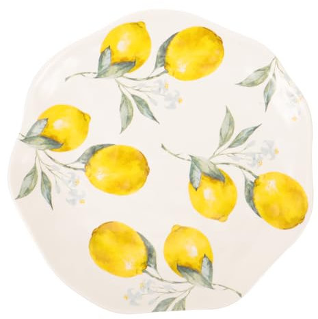 Cabilock Assiette Céramique Décorative Motif Citron Plat De Service Original Pour Salades Fruits Et Desserts Plateau Élégant Pour Maison Et Fêtes