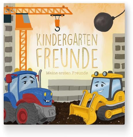 Cupcakes & Kisses Kindergarten Freundebuch Bagger – Erinnerungsalbum für Kinder – für 28 Freunde – Freundschaftsbuch mit Fragen & Platz für Fotos – Kita, Vorschule, Kindergarten