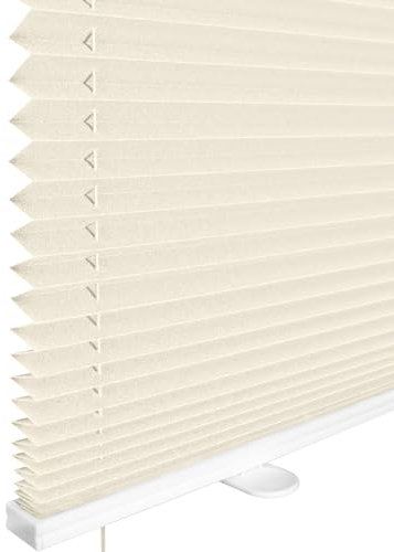 Vkele Plissee Klemmfix ohne Bohren, Beige 95x120cm(BxH), Jalousien Innen, Faltrollo Lichtdurchlässig & Blickdicht, Sonnenschutz & Sichtschutz, Roll für Fenster & Tür