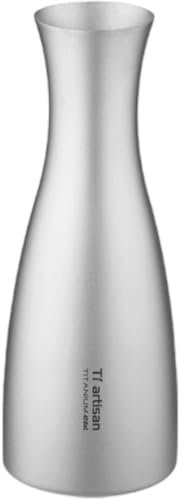 Luxylei Pure Titanium Japanese Styles Sake Bottle Titanium Water Bottle Wine Pot 450ml Outdoor Camping Portable Flagon Hip Flask Wine Cup Drinkware