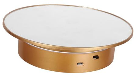 IMIKEYA Electric Rotating Display Stand for Jewelry Photography 360-degree Motorized Turntable Gold Mirror Base for Product Video Recording and Live Streaming