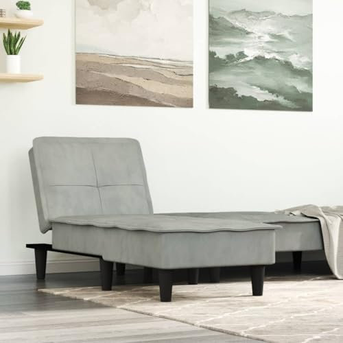 Teenpull Chaiselongue Hellgrau Samt, Multifunktional Verstellbar für Wohnzimmer, Schlafzimmer, Bequemes Einzelsofa für Erwachsene, Platzsparend