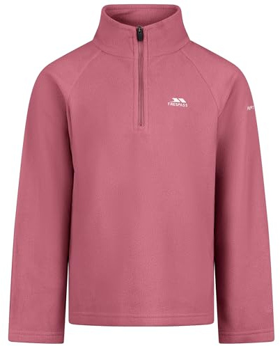 Trespass Kids Fleece Uliston - Half Zip Neck, Auto-Lock Zip, Airtrap Technology, 160 gsm, Soft Brushed Finish, 100% Polyester, Lightweight, Warm, Easy-Care Rose Blush