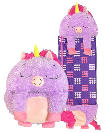 Happy Nappers Kids Sleeping Bag - Plush Toy, Comfy Sleeping Bag & Fluffy Pillow All in One