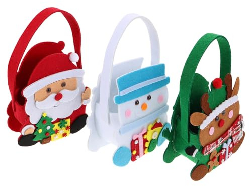 Lurrose 3stücke Weihnachtstüten mit Henkeln für Weihnachtsfeiern Wiederverwendbare Süßigkeitentüten als Geschenktüten Einkaufstaschen für Festivals und Familienfeiern