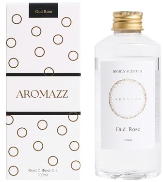 AROMAZZ Diffuser Oil Refill 200ml Soft Floral & Smoky Wood Elegant Hotel Scent Long Lasting Fragrance Oud & Rose