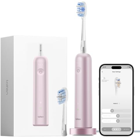 Laifen Wave Pro Spazzolino Elettrico Sonico, Batteria 70 Giorni, Allu Rosa