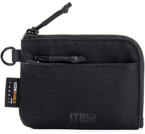1TG Geldbörse Klein, Portemonnaie Münzbörsen 500D Cordura Kleiner Geldbeutel mit Reißverschluss für Herren und Damen, Schwar-Ohne Molle-Version