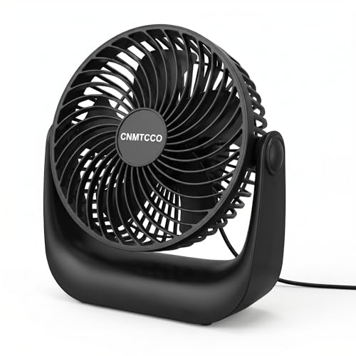 CNMTCCO USB Tischventilator Leise, 6 Zoll Ventilator mit 3 Geschwindigkeiten & 360° Drehung, Starker Wind Mini Ventilator für Schreibtisch Büro Schlafzimmer, Kompakt 18x20cm