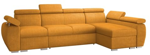 Mirjan24 Ecksofa Boston LCP, Eckcouch mit Schlaffunktion und 2 Bettkästen, Polsterecke mit Einstellbare Kopfstützen, L-Sofa, Wohnlandschaft (Flow 10, Seite: Rechts - 1P(65)+2R+LCP)