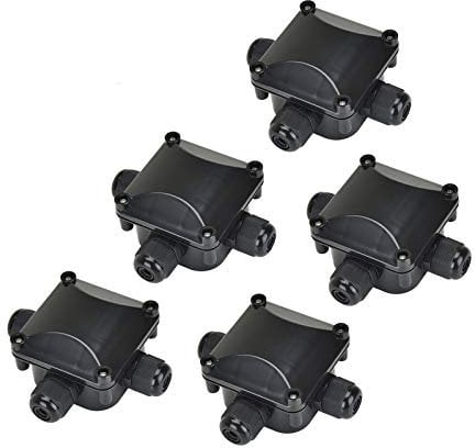 Pretop Wasserdichte Abzweigdose [5er-Pack] Kabelmuffe, Wasserdichte Verbindungsdose, Verteilerdose, Dosenmuffe Erdkabel IP68 230V [Schwarz]